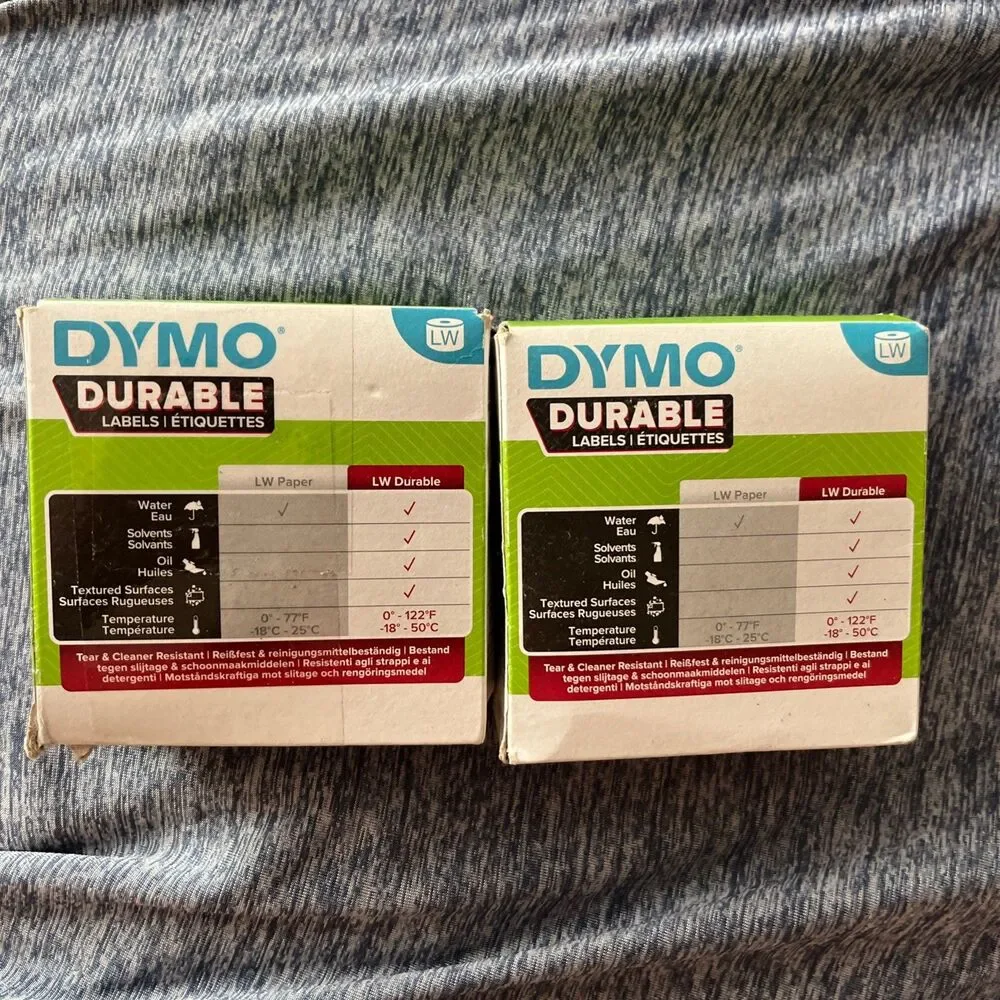 2x Sanford DYMO Durable LW Ribbon White 1 in X 2 1/8 in 160 Ct Roll Tear Res